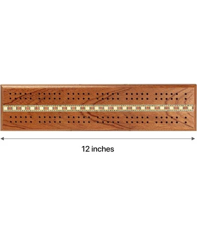 Games Wooden Cribbage 12 inch Double Track Cribbage Board with Rich Italian Inlaid 2 Players $29.21 Board Games