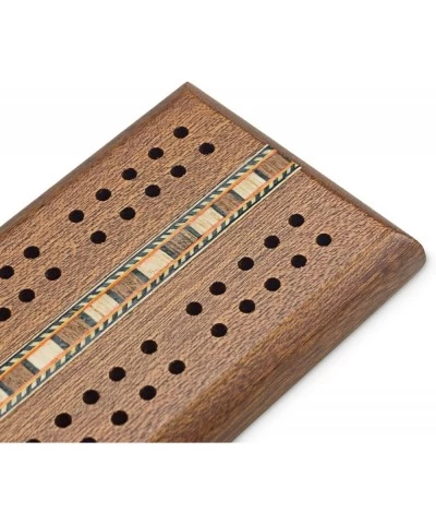 Games Wooden Cribbage 12 inch Double Track Cribbage Board with Rich Italian Inlaid 2 Players $29.21 Board Games