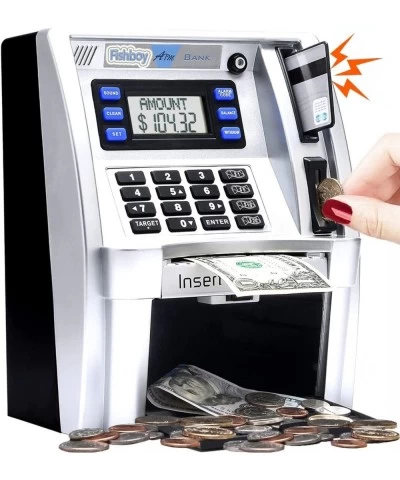 2023 Upgraded ATM Piggy Bank for Real Money for Kids Adults with Debit Card Bill Feeder Coin Recognition Balance Calculator D...