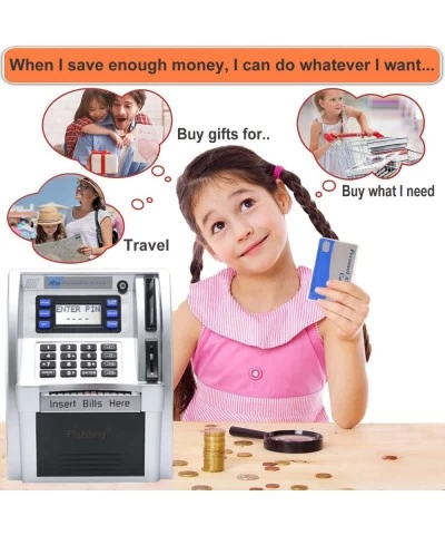 2023 Upgraded ATM Piggy Bank for Real Money for Kids Adults with Debit Card Bill Feeder Coin Recognition Balance Calculator D...