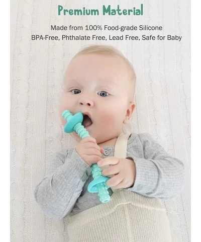 Teething Tube with Safety Shield Baby Hollow Teether Sensory Toys Gum Massager Food-Grade Silicone for Infant 3-12 Months Boy...