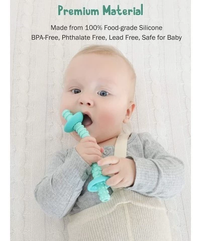 Teething Tube with Safety Shield Baby Hollow Teether Sensory Toys Gum Massager Food-Grade Silicone for Infant 3-12 Months Boy...