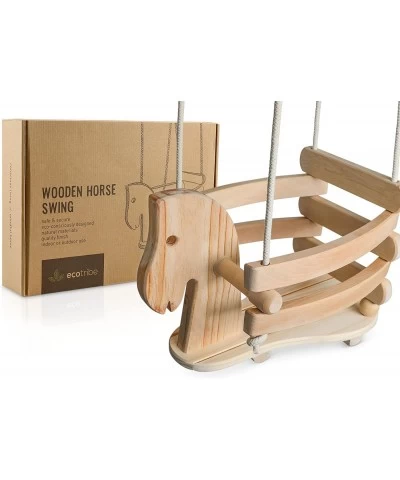 Wooden Horse Swing - Hanging Swing for Kids – Toddler Swing Set & Baby Swing for Indoor Playground or Outdoor Play Toys & Bac...