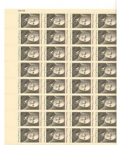 Harry S. Truman Full Sheet of 32 X 8 Cent Us Postage Stamps Scot 1499 $16.52 Collectible Postage Stamps