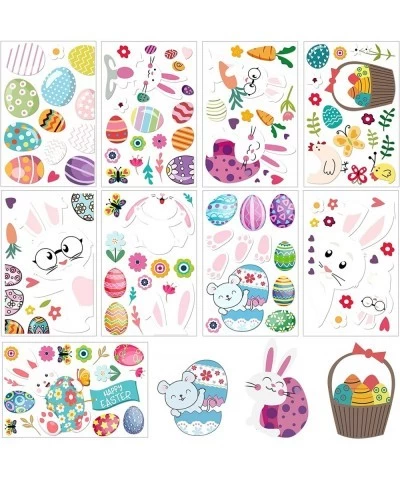 126pcs Easter Bunny Color Eggs Window Stickers 9 Sheets Double Side Window Cling Static Sticker for Home Party Ornaments Kids...