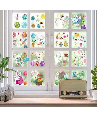 126pcs Easter Bunny Color Eggs Window Stickers 9 Sheets Double Side Window Cling Static Sticker for Home Party Ornaments Kids...