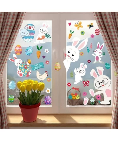 126pcs Easter Bunny Color Eggs Window Stickers 9 Sheets Double Side Window Cling Static Sticker for Home Party Ornaments Kids...