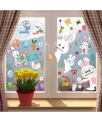 126pcs Easter Bunny Color Eggs Window Stickers 9 Sheets Double Side Window Cling Static Sticker for Home Party Ornaments Kids...