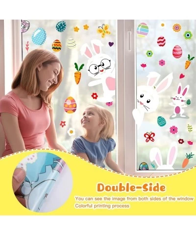 126pcs Easter Bunny Color Eggs Window Stickers 9 Sheets Double Side Window Cling Static Sticker for Home Party Ornaments Kids...