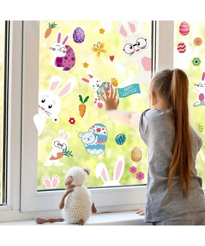 126pcs Easter Bunny Color Eggs Window Stickers 9 Sheets Double Side Window Cling Static Sticker for Home Party Ornaments Kids...