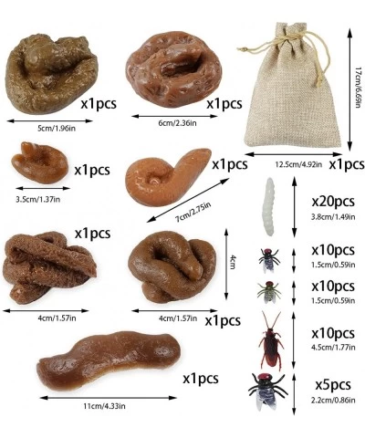 62pcs Fake Dog Poop Realistic Fake Turd Cockroach Fly Flies Maggot Halloween Novelty Floating Fake Poo Toys for April Fools' ...