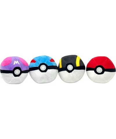 4 Pieces Pokeball Plush Figure Toys Set - Each 4 Inches Complete Pokeball Plush Toys Set Comes with Keychain - MasterBall Pok...