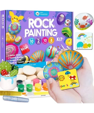 Deluxe Rocks and Magnet Painting Kit Arts and Crafts Supplies for Kids Age 6-12 Transfer Stickers Rocks Fridge Magnets Glitte...