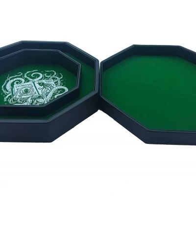 Fantasydice-Cthulhu Tome-Green - Dice Tray - 8" Octagon with Lid and Dice Staging Area- Holds 5 Sets( 7 Dice Set/ Standard) f...