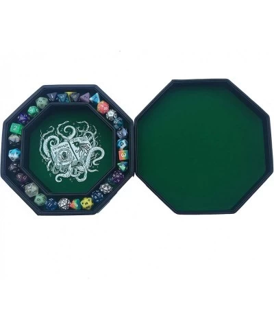 Fantasydice-Cthulhu Tome-Green - Dice Tray - 8" Octagon with Lid and Dice Staging Area- Holds 5 Sets( 7 Dice Set/ Standard) f...