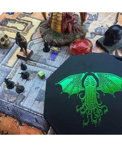 Fantasydice-Cthulhu Tome-Green - Dice Tray - 8" Octagon with Lid and Dice Staging Area- Holds 5 Sets( 7 Dice Set/ Standard) f...