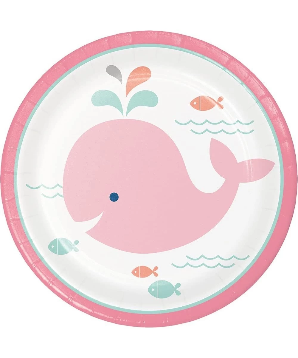 Pink Whale 7 Inch Cake/Dessert Plates (8 ct) $13.79 Kids' Party Tableware