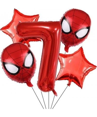 HTRY Superhero Spiderman 7th Birthday Decorations Red Number 7 Balloons 32 Inch | The Spiderman Birthday Balloons for Kids Bi...