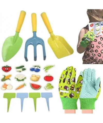 Kids Gardening Tool Set: Metal Garden Tools for Kids with Hand Shovel Rake Trowel Gloves Plant Tags Stickers. Toy Gardening T...