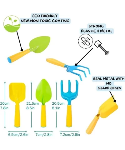 Kids Gardening Tool Set: Metal Garden Tools for Kids with Hand Shovel Rake Trowel Gloves Plant Tags Stickers. Toy Gardening T...