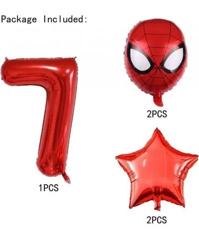 HTRY Superhero Spiderman 7th Birthday Decorations Red Number 7 Balloons 32 Inch | The Spiderman Birthday Balloons for Kids Bi...