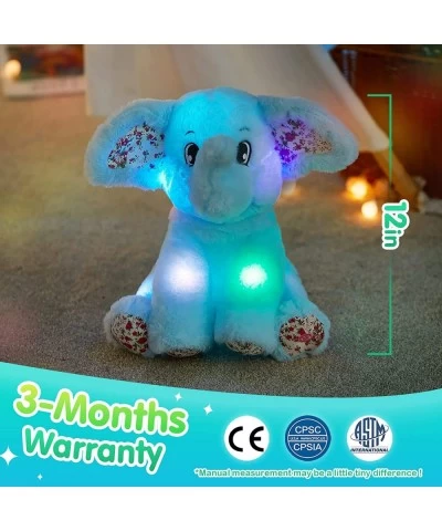 Light up Elephant Soft Plush Toy Cozy Floppy LED Stuffed Animals Lullabies Nightlight Bedtime for Kids Birthday for Toddlers ...