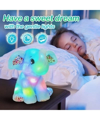 Light up Elephant Soft Plush Toy Cozy Floppy LED Stuffed Animals Lullabies Nightlight Bedtime for Kids Birthday for Toddlers ...