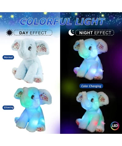 Light up Elephant Soft Plush Toy Cozy Floppy LED Stuffed Animals Lullabies Nightlight Bedtime for Kids Birthday for Toddlers ...