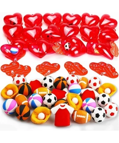 28 Pack Valentines Day Gifts Kids Party Favors Set with 28 Sport Puzzle Pencil Eraser Toys and Valentines Cards for Kids Vale...