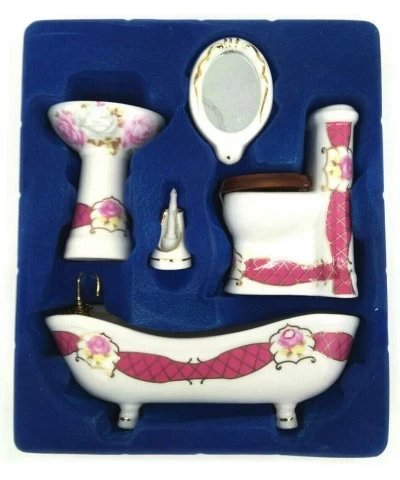 Dollhouse Bathroom Set 1/12 Scale Toilet Ceramic Miniature Furniture Accessories $54.26 Dollhouse Accessories