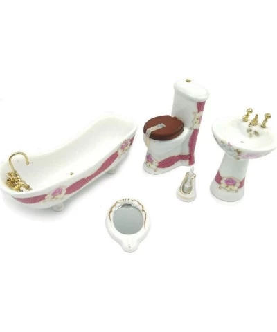 Dollhouse Bathroom Set 1/12 Scale Toilet Ceramic Miniature Furniture Accessories $54.26 Dollhouse Accessories