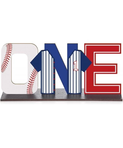 Baseball ONE Letter Sign Sports Theme First Birthday Party Decor Wooden Baseball Table Centerpiece for Baby Birthday Table De...