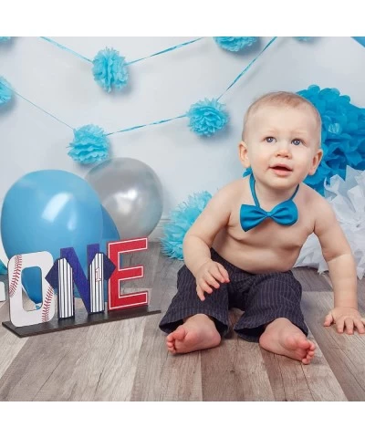 Baseball ONE Letter Sign Sports Theme First Birthday Party Decor Wooden Baseball Table Centerpiece for Baby Birthday Table De...