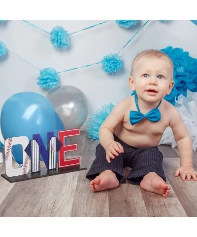 Baseball ONE Letter Sign Sports Theme First Birthday Party Decor Wooden Baseball Table Centerpiece for Baby Birthday Table De...