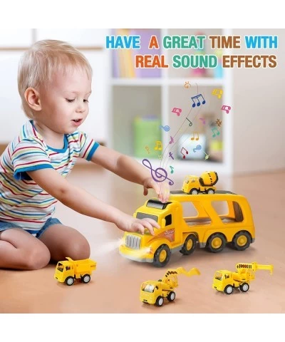 5 Pack Construction Truck Toys for 3 4 5 6 Years Old Toddlers Boys and Girls Car Toy with Sound and Light Play Vehicles in Fr...