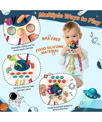 Baby Montessori Toys for 18+ Months Pull String Sensory Toy with Bell --- 6 Colorful Strings Food Grade Silicone Travel Toys ...