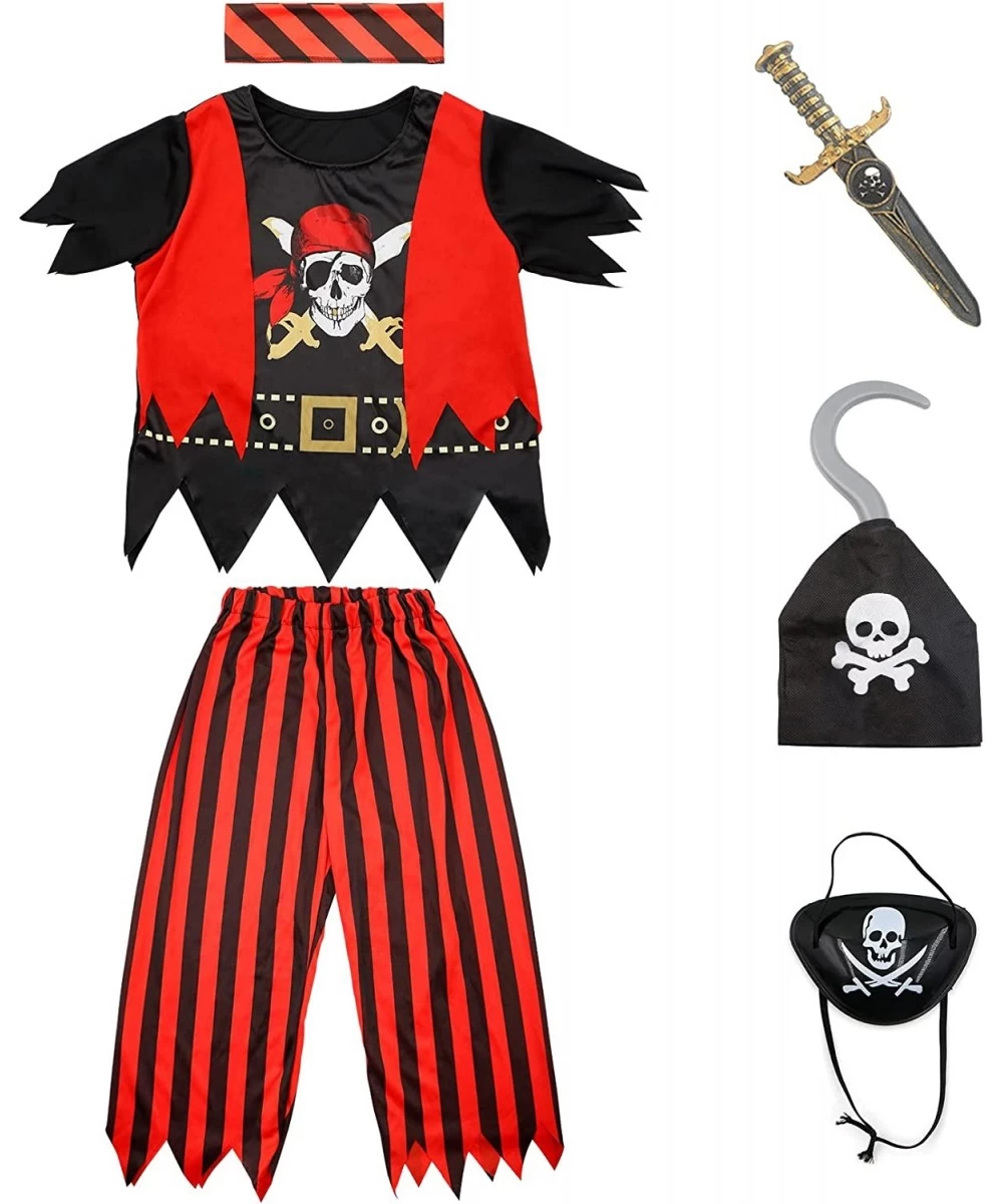 Pirate Costume Boys Pirate Pretend Set Halloween Christmas Cosplay Dress Up Gift with Accessories for Kids $29.78 Kids' Costumes