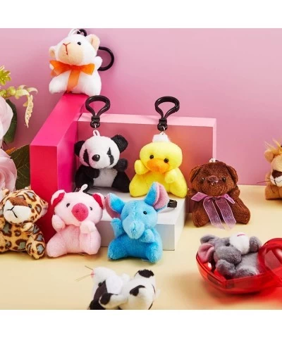 24 Pack Valentines Day Gifts for Kids Prefilled Hearts with Animal Plush Toy Keychain and Valentines Day Cards for Kids Valen...