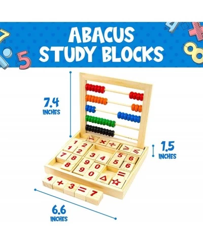 Abacus for Kids Math Preschool Educational Counting Toy with 50 Multi-Color Beads and 30 Wooden Number and Alphabet Blocks fo...