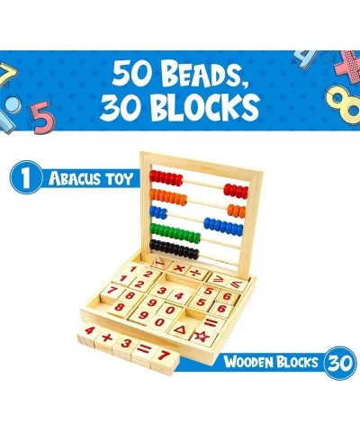 Abacus for Kids Math Preschool Educational Counting Toy with 50 Multi-Color Beads and 30 Wooden Number and Alphabet Blocks fo...