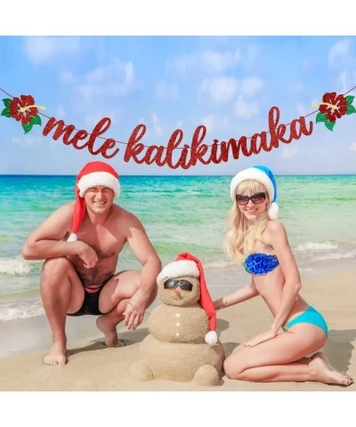 Glittery Mele Kalikimaka Banner Chistmas Hawaiian Banner Mele Kalikimaka Hawaiian Christmas Decorations Hawaiian Holiday Part...