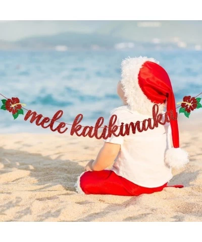 Glittery Mele Kalikimaka Banner Chistmas Hawaiian Banner Mele Kalikimaka Hawaiian Christmas Decorations Hawaiian Holiday Part...