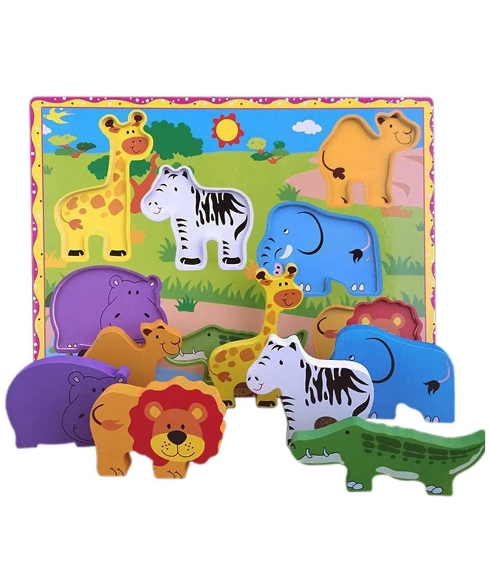 Wooden Wild Animals Chunky Puzzle for Toddlers Preschool Learning Educational Toys 7 Pcs (Wild Animal) $17.39 Early Developme...