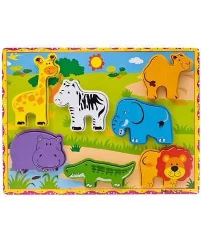 Wooden Wild Animals Chunky Puzzle for Toddlers Preschool Learning Educational Toys 7 Pcs (Wild Animal) $17.39 Early Developme...