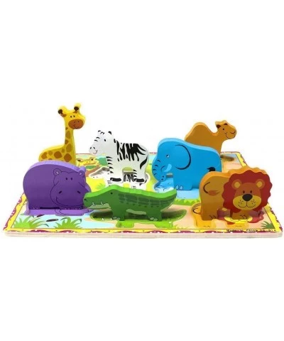 Wooden Wild Animals Chunky Puzzle for Toddlers Preschool Learning Educational Toys 7 Pcs (Wild Animal) $17.39 Early Developme...