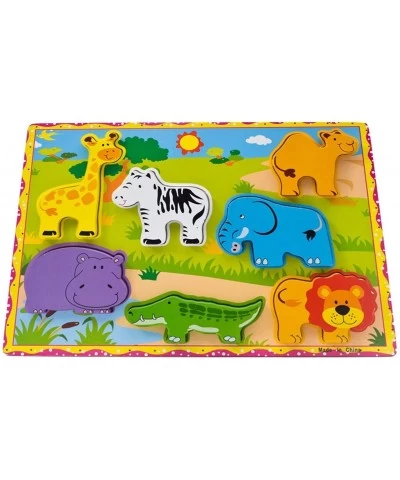 Wooden Wild Animals Chunky Puzzle for Toddlers Preschool Learning Educational Toys 7 Pcs (Wild Animal) $17.39 Early Developme...