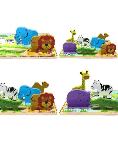 Wooden Wild Animals Chunky Puzzle for Toddlers Preschool Learning Educational Toys 7 Pcs (Wild Animal) $17.39 Early Developme...