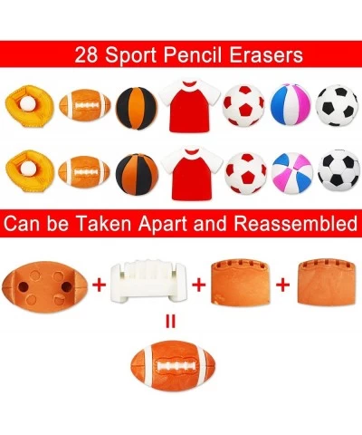 28 Pack Valentines Day Gifts Kids Party Favors Set with 28 Sport Puzzle Pencil Eraser Toys and Valentines Cards for Kids Vale...