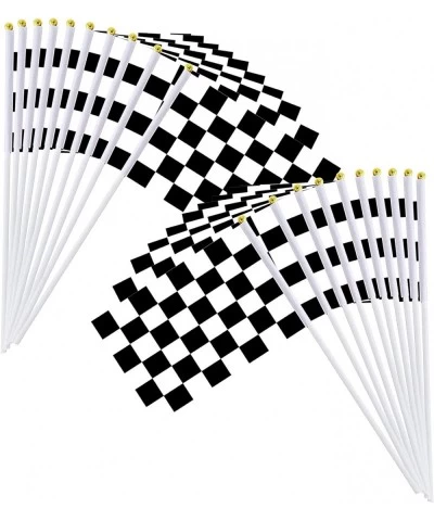 20 Pack 8"x5.5" Black and White Checkered Racing Stick Flag、Racing Hand Held Stick Flags for Nascar Race Party Supplies $17.0...