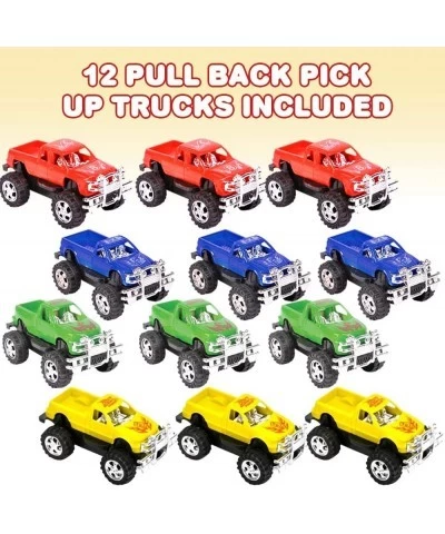 3 Inch Pull Back Mini Pickup Trucks for Kids Set of 12 Pullback Racers in Assorted Colors Birthday Party Favors for Boys & Gi...